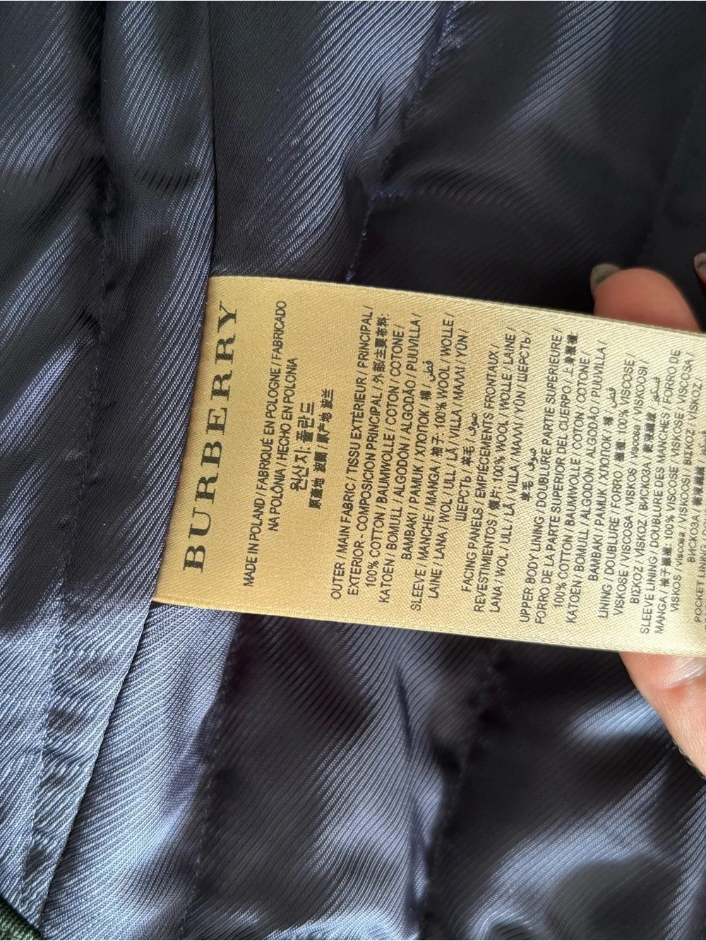 Burberry Dark Green and Beige Logo-Panel Coat - Picture 13 of 13